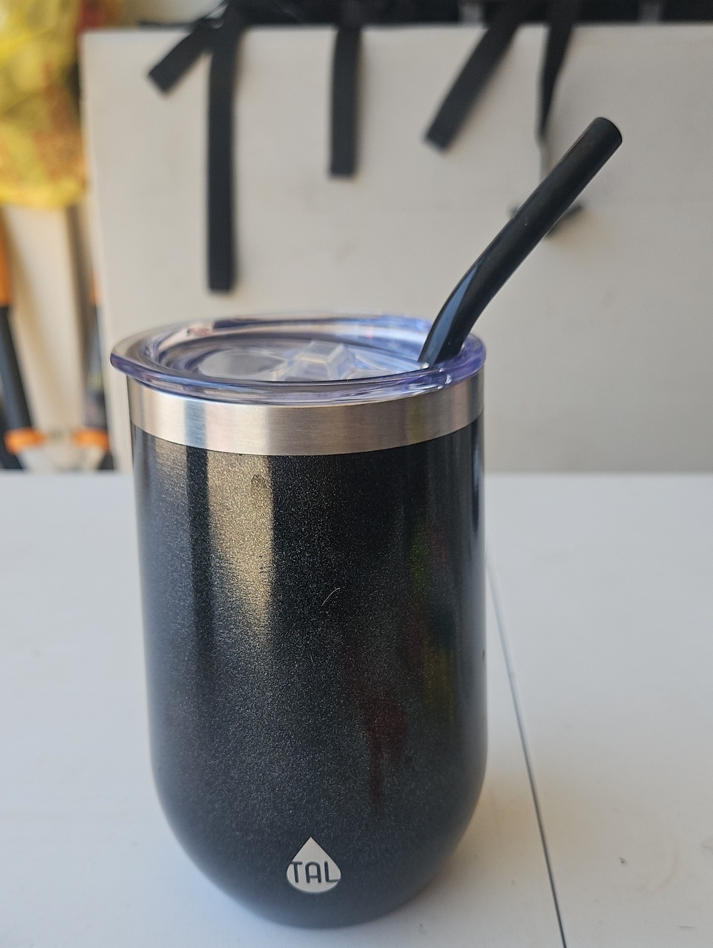 TAL Black Stainless Tumbler with Lid and Straw- Wine Tumbler